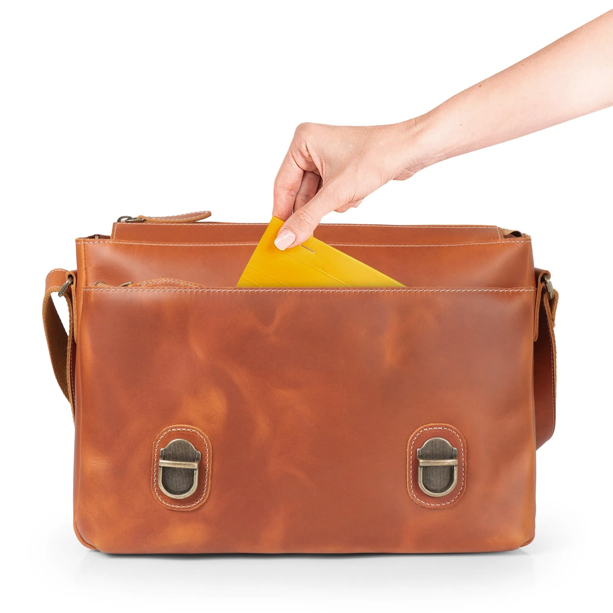 Plume Leather Messenger Bag