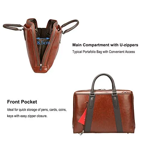 PU Leather Briefcase for Men and Women Business Shoulder 13 inch Laptop Messenger Bag Slim Work