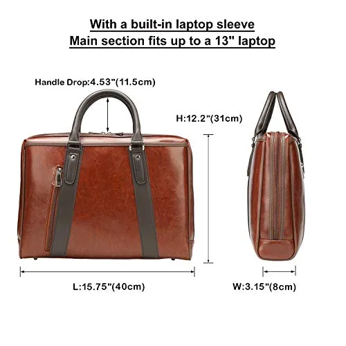 PU Leather Briefcase for Men and Women Business Shoulder 13 inch Laptop Messenger Bag Slim Work