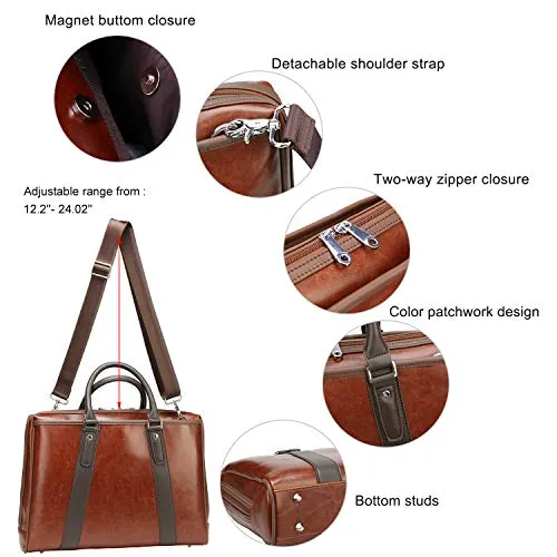 PU Leather Briefcase for Men and Women Business Shoulder 13 inch Laptop Messenger Bag Slim Work