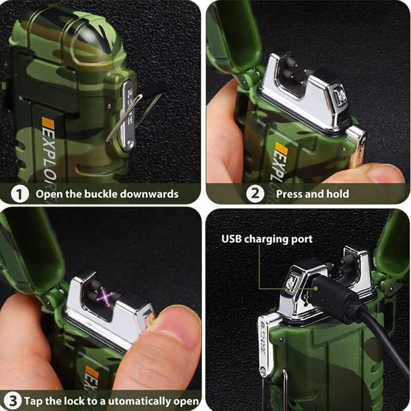 SMAXplorer™ Rechargeable Electric Lighter: Flameless Dual Arc Plasma, Waterproof USB